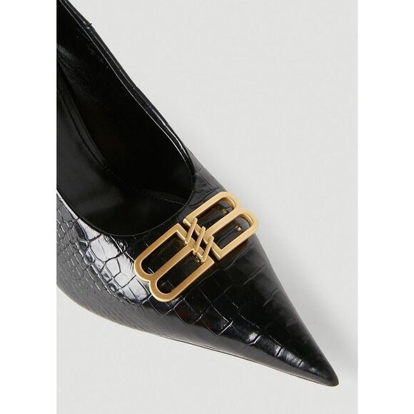 Balenciaga Logo Plaque Heeled Pumps in Black Size EU38/US8 $950 - Picture 4 of 14